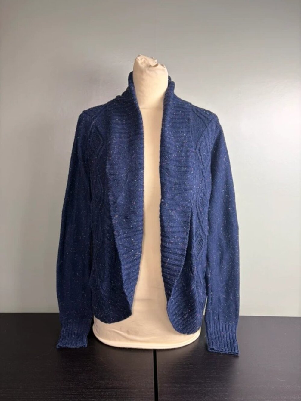 Mossimo Supply Co Navy Cable Knit Open Front Cardigan Speckled Cozy Medium